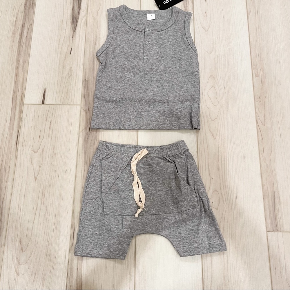 NEW Baby Boys Gray Two Piece Tank Short Set